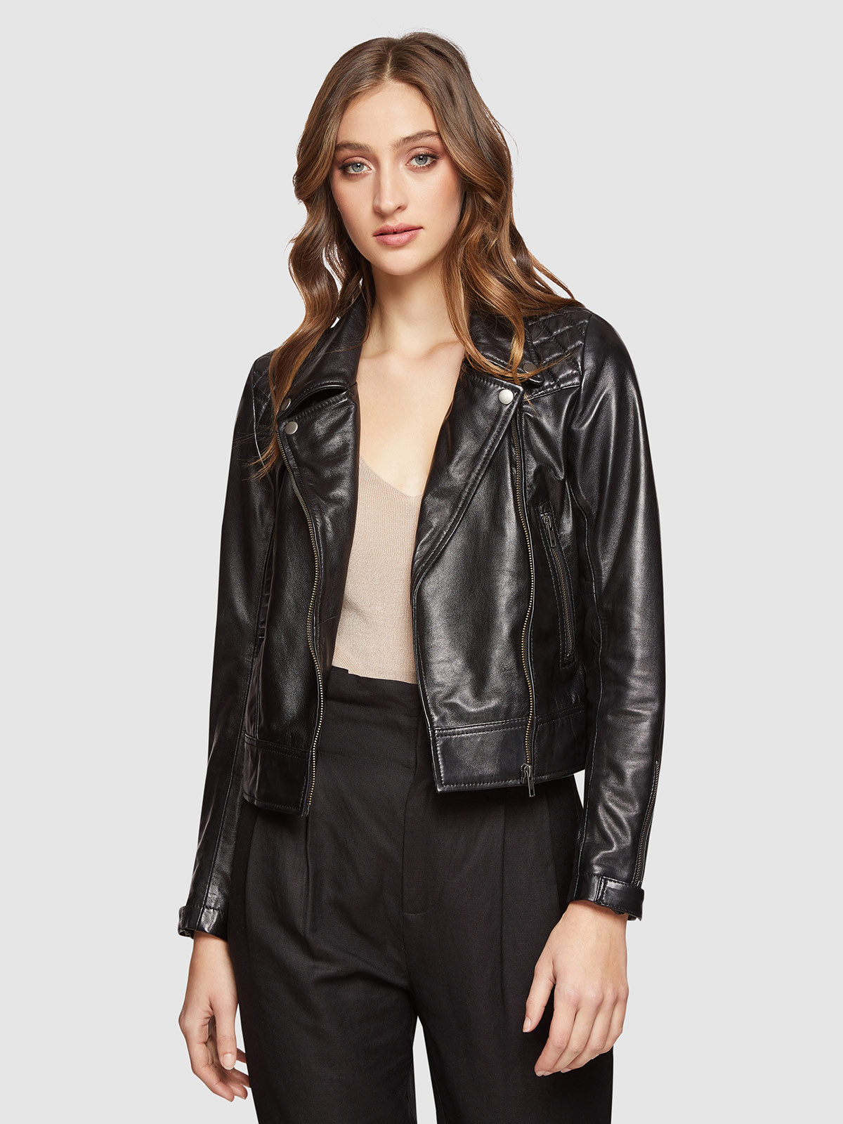 EMMA BIKER LEATHER JACKET BLACK