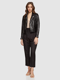 EMMA BIKER LEATHER JACKET BLACK