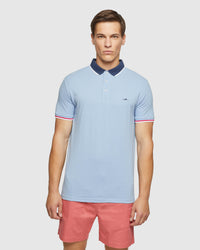 CAM CONTRAST COLLAR PIQUE POLO MENS KNITS