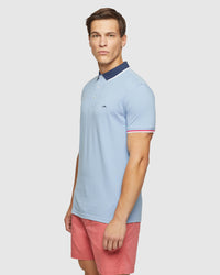 CAM CONTRAST COLLAR PIQUE POLO MENS KNITS