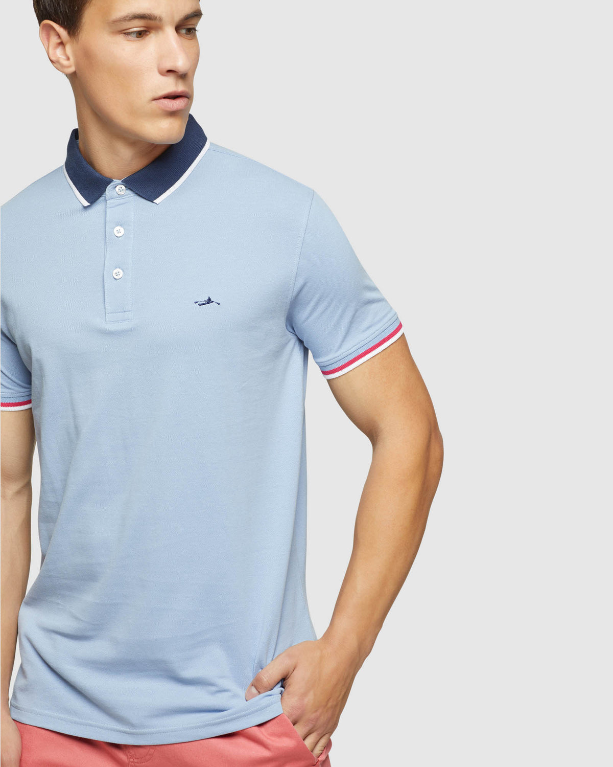 CAM CONTRAST COLLAR PIQUE POLO MENS KNITS