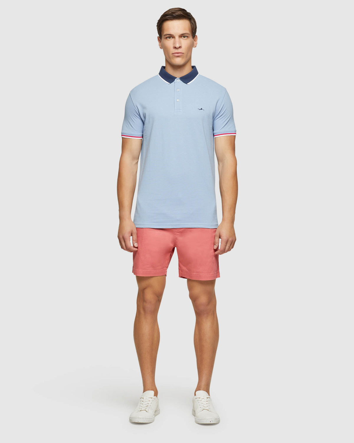 CAM CONTRAST COLLAR PIQUE POLO MENS KNITS