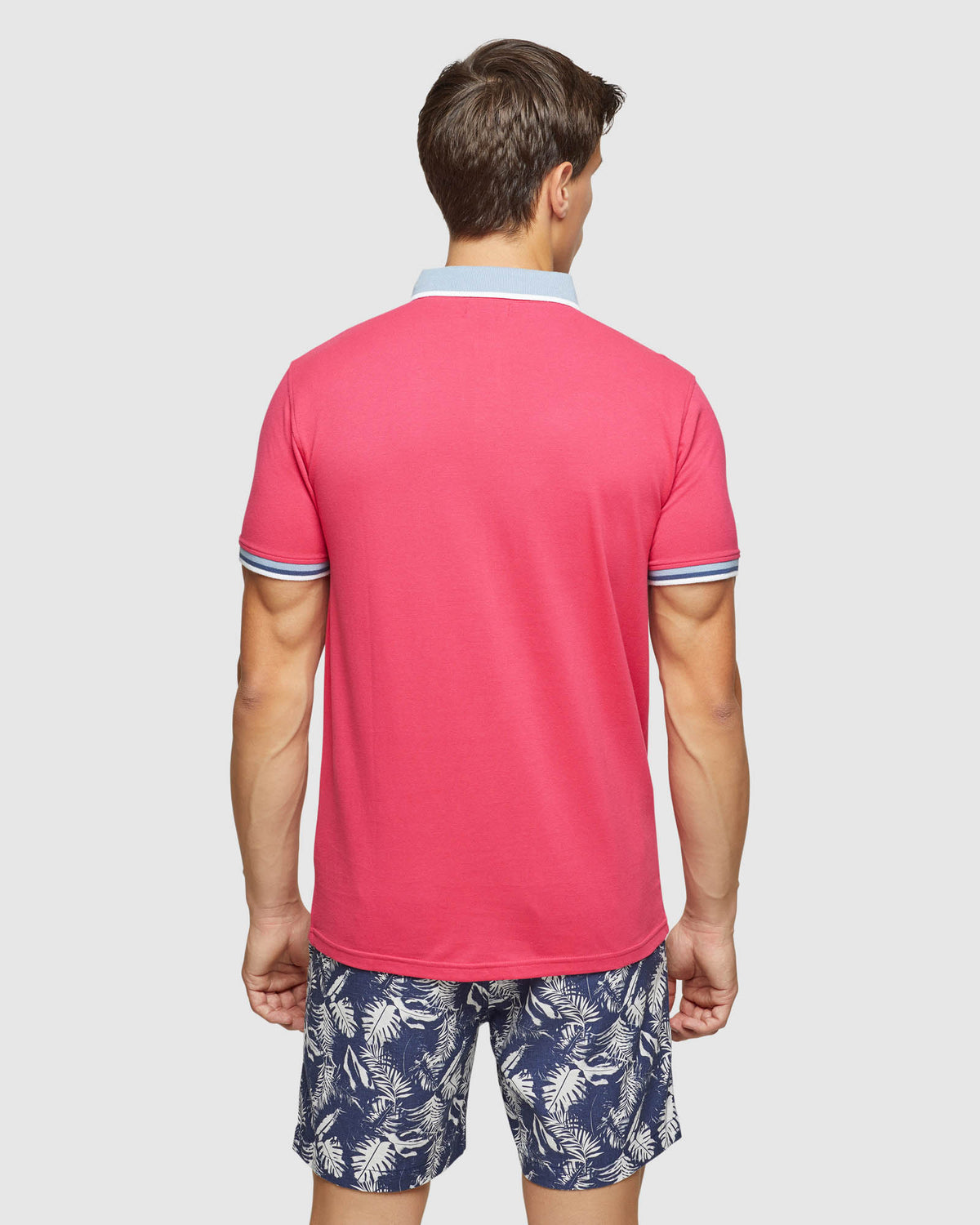 CAM CONTRAST COLLAR PIQUE POLO MENS KNITS