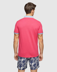 CAM CONTRAST COLLAR PIQUE POLO MENS KNITS