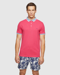 CAM CONTRAST COLLAR PIQUE POLO MENS KNITS