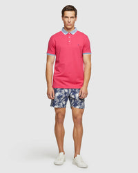 CAM CONTRAST COLLAR PIQUE POLO MENS KNITS
