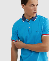 CAM CONTRAST COLLAR PIQUE POLO MENS KNITS