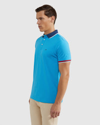 CAM CONTRAST COLLAR PIQUE POLO MENS KNITS