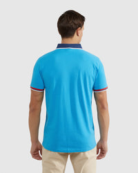 CAM CONTRAST COLLAR PIQUE POLO MENS KNITS