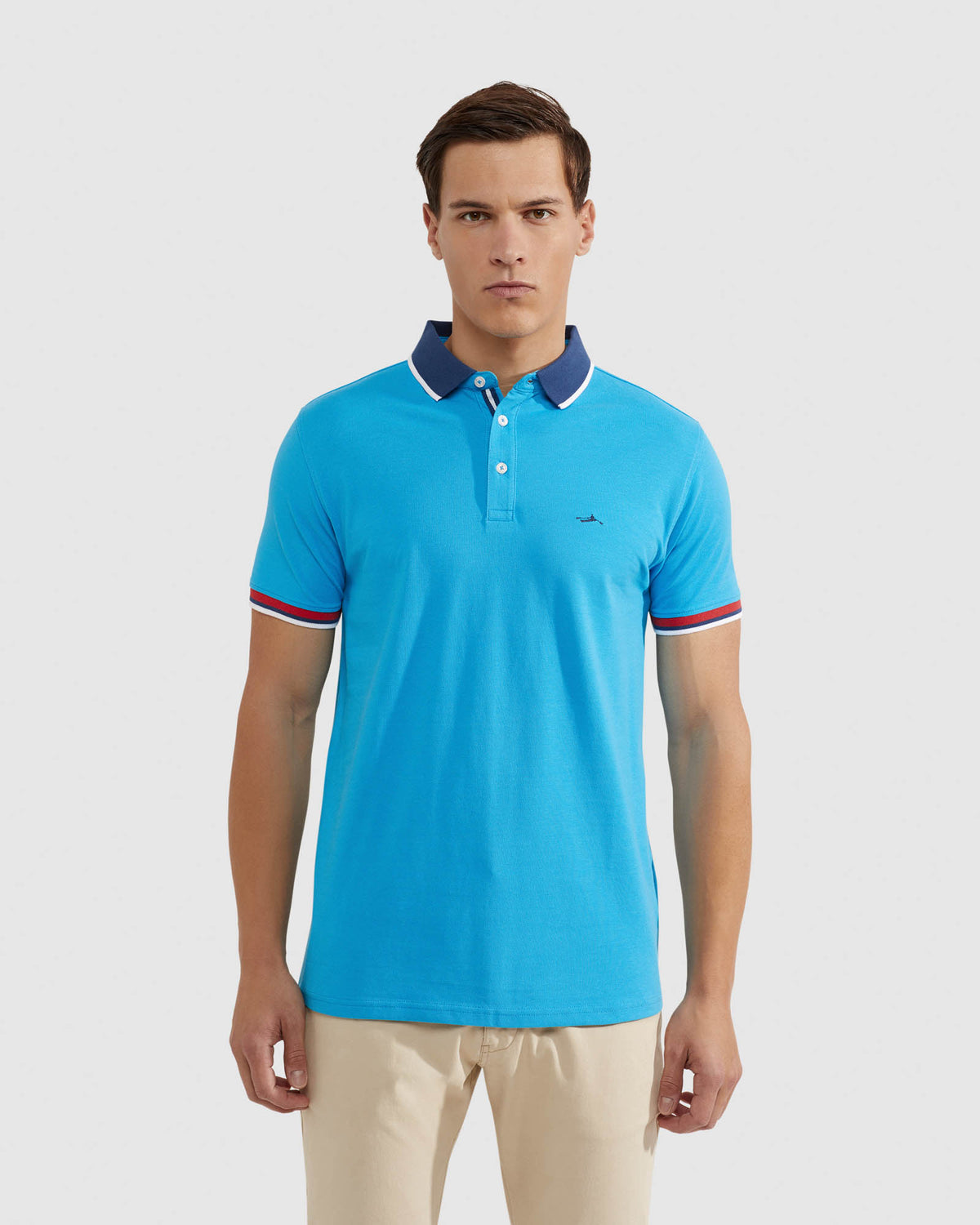 CAM CONTRAST COLLAR PIQUE POLO MENS KNITS