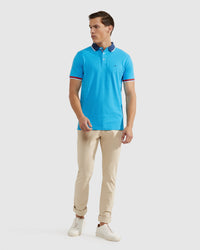 CAM CONTRAST COLLAR PIQUE POLO MENS KNITS