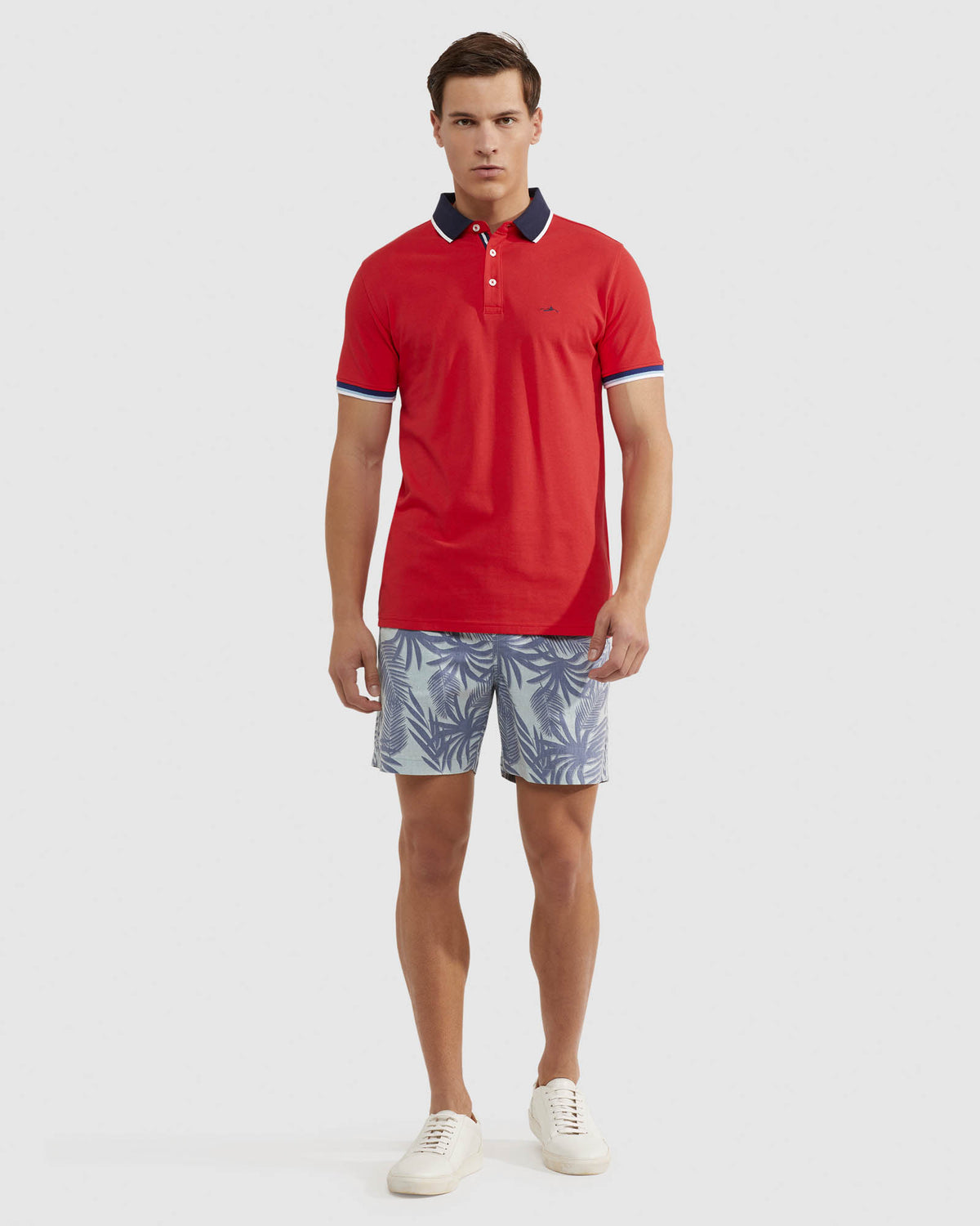 CAM CONTRAST COLLAR PIQUE POLO MENS KNITS
