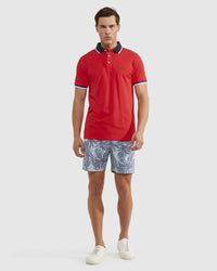 CAM CONTRAST COLLAR PIQUE POLO MENS KNITS