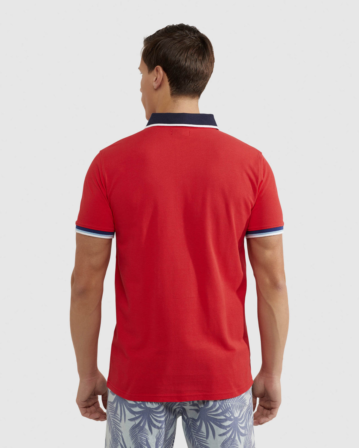 CAM CONTRAST COLLAR PIQUE POLO MENS KNITS