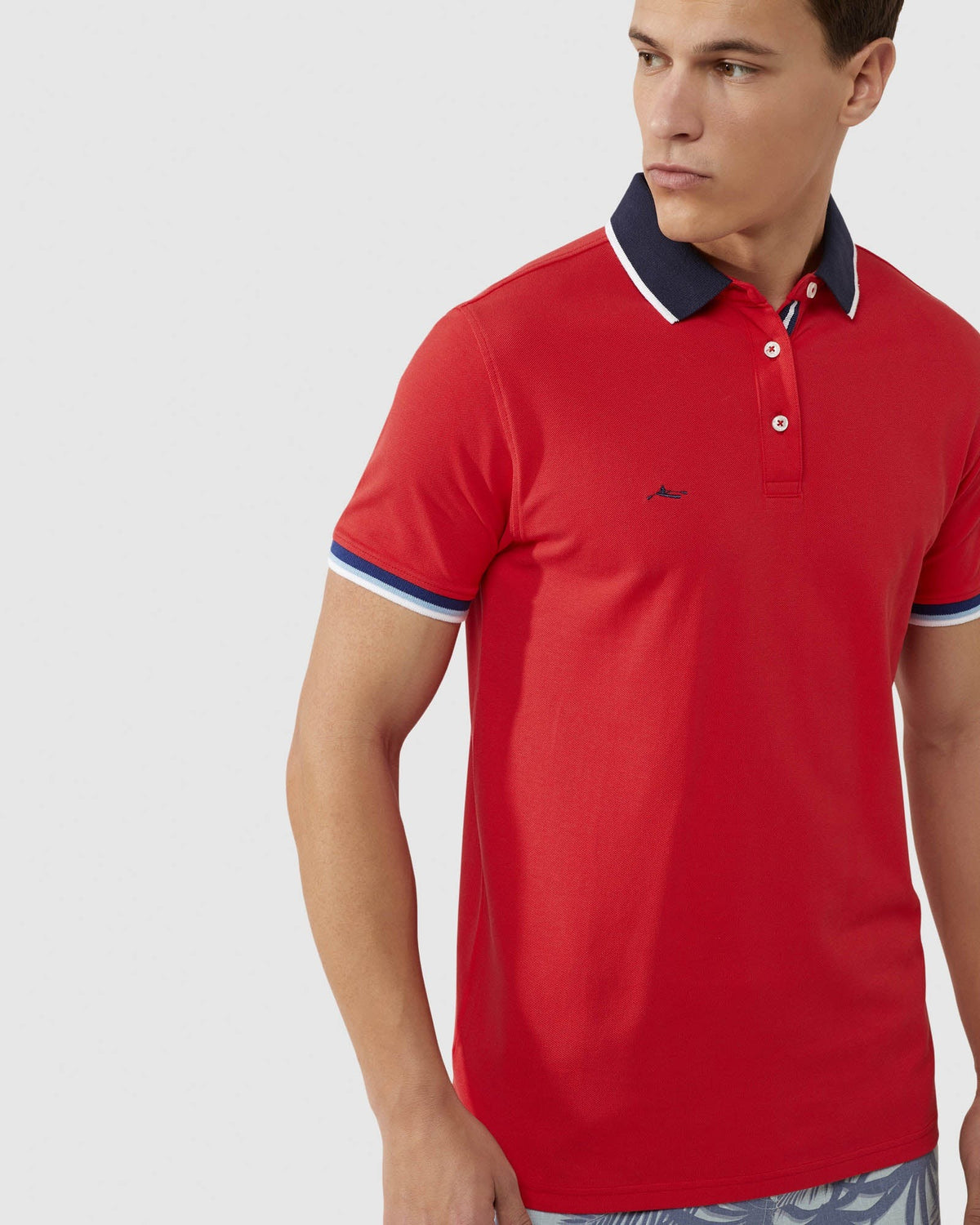 CAM CONTRAST COLLAR PIQUE POLO MENS KNITS