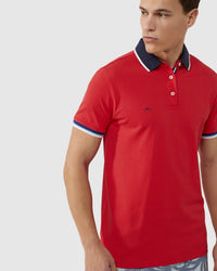 CAM CONTRAST COLLAR PIQUE POLO MENS KNITS