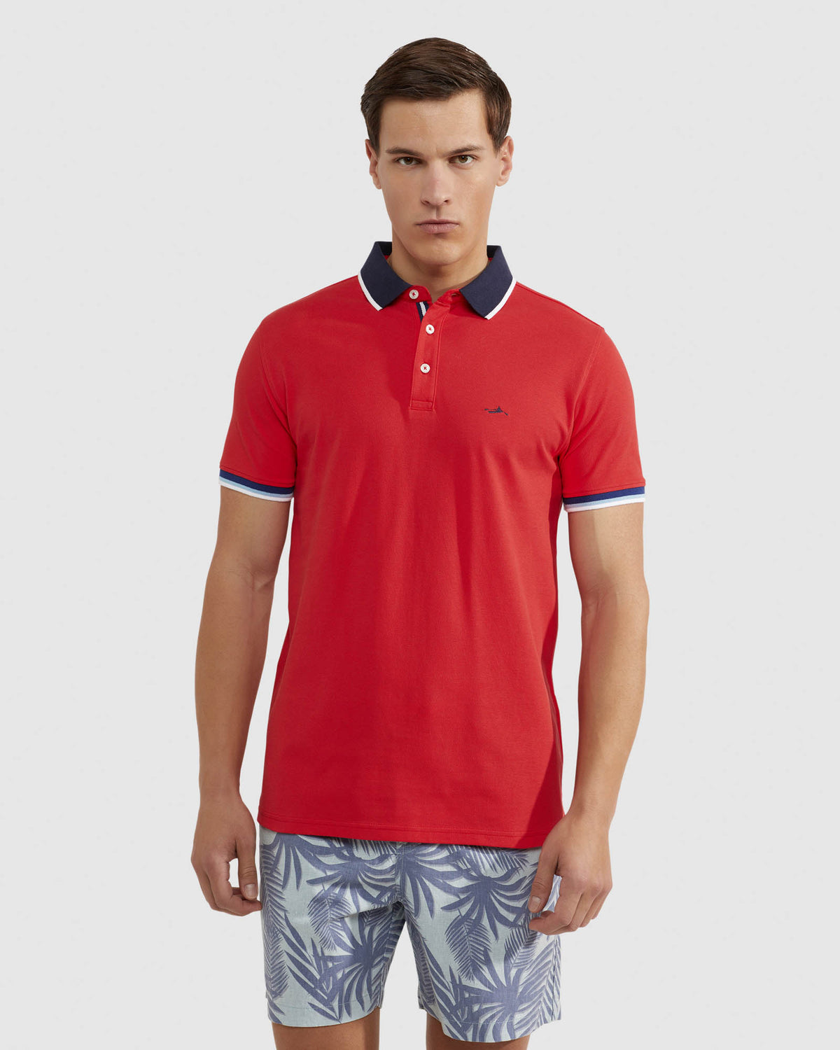 CAM CONTRAST COLLAR PIQUE POLO MENS KNITS