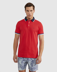 CAM CONTRAST COLLAR PIQUE POLO MENS KNITS