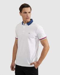 CAM CONTRAST COLLAR PIQUE POLO MENS KNITS