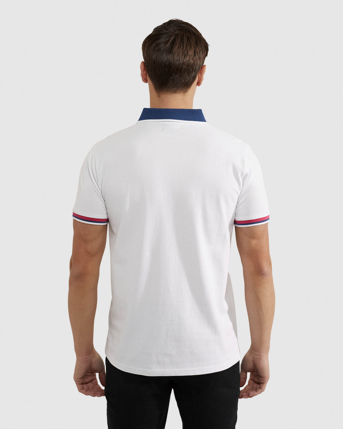 CAM CONTRAST COLLAR PIQUE POLO MENS KNITS