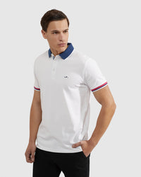 CAM CONTRAST COLLAR PIQUE POLO MENS KNITS