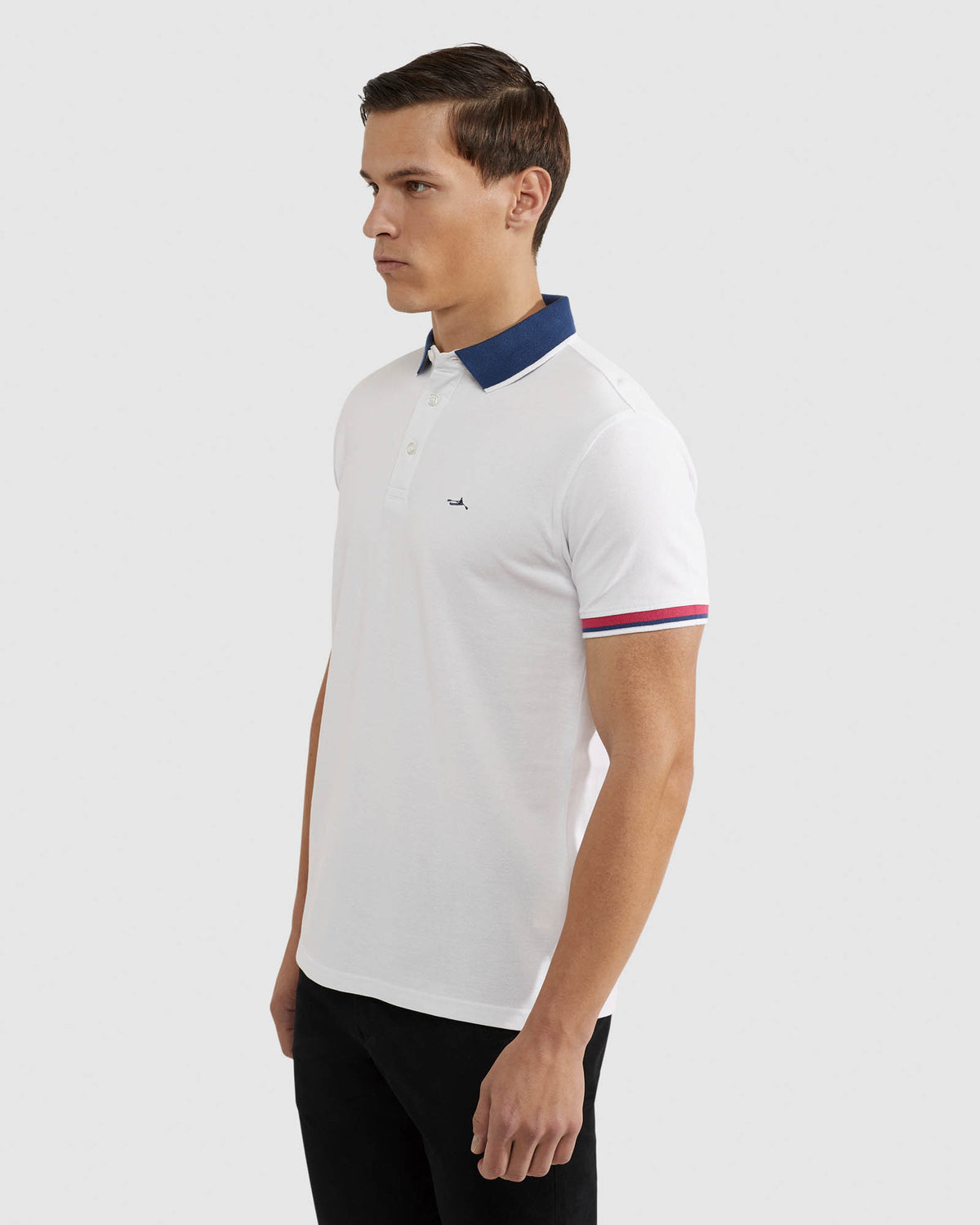 CAM CONTRAST COLLAR PIQUE POLO MENS KNITS
