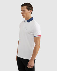 CAM CONTRAST COLLAR PIQUE POLO MENS KNITS