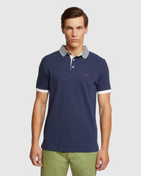 DYLAN STRIPED COLLAR PIQUE POLO MENS KNITS