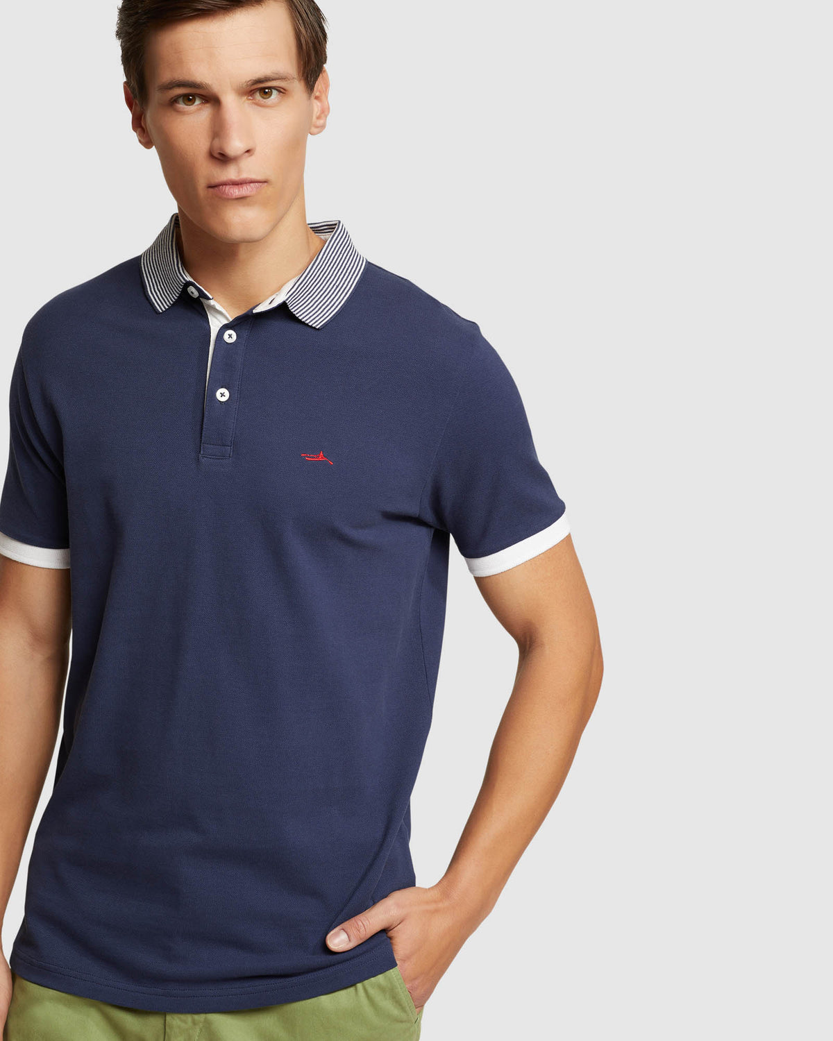 DYLAN STRIPED COLLAR PIQUE POLO MENS KNITS