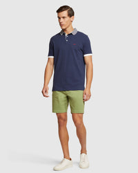 DYLAN STRIPED COLLAR PIQUE POLO MENS KNITS