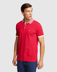 DYLAN STRIPED COLLAR PIQUE POLO MENS KNITS