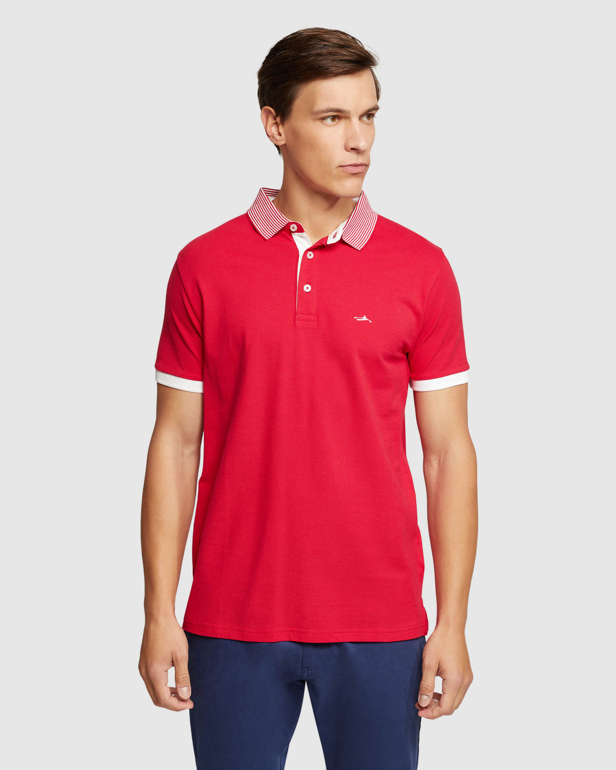 DYLAN STRIPED COLLAR PIQUE POLO MENS KNITS