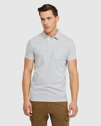 WYATT STRIPE POLO NATURAL/NAVY