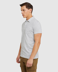 WYATT STRIPE POLO NATURAL/NAVY