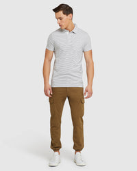 WYATT STRIPE POLO NATURAL/NAVY