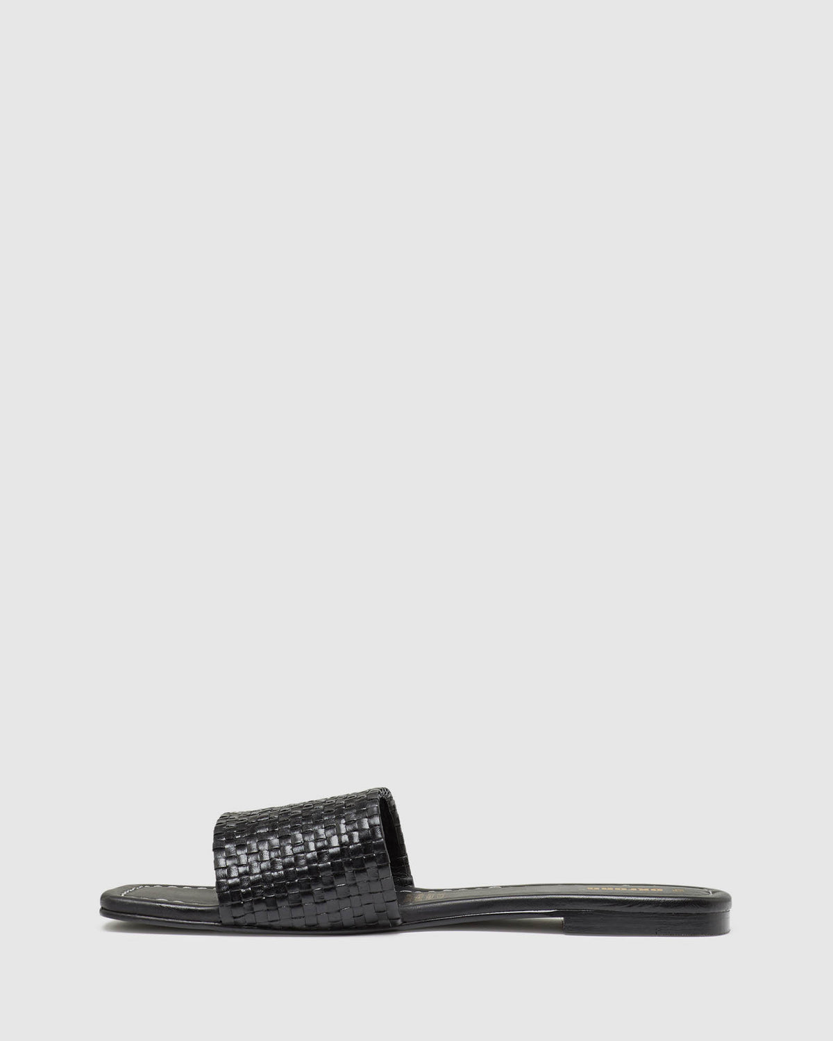 AYLA WOVEN LEATHR SLIDE BLACK