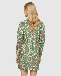 LEILA PAISLEY PRINTED MINI DRESS WOMENS DRESSES