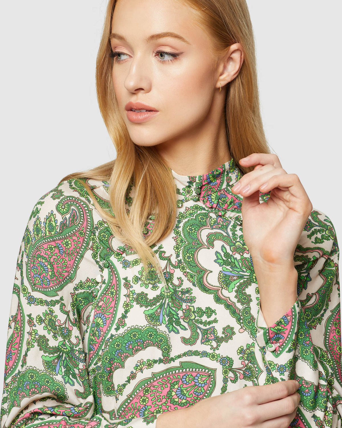 LEILA PAISLEY PRINTED MINI DRESS WOMENS DRESSES
