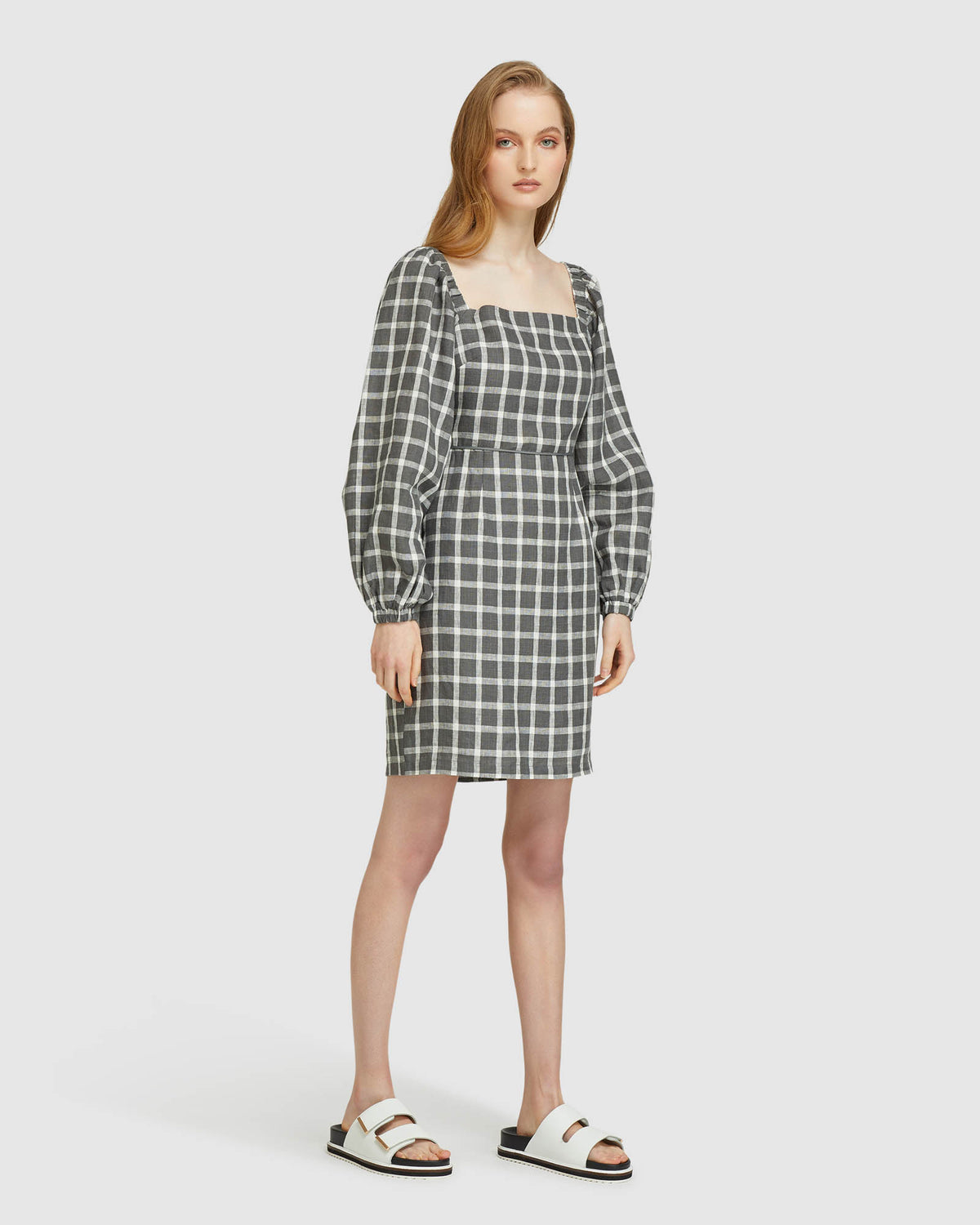 Cilly Check Linen Mini Dress Oxford Shop Cilly Check Linen Mini Dress Oxford Shop