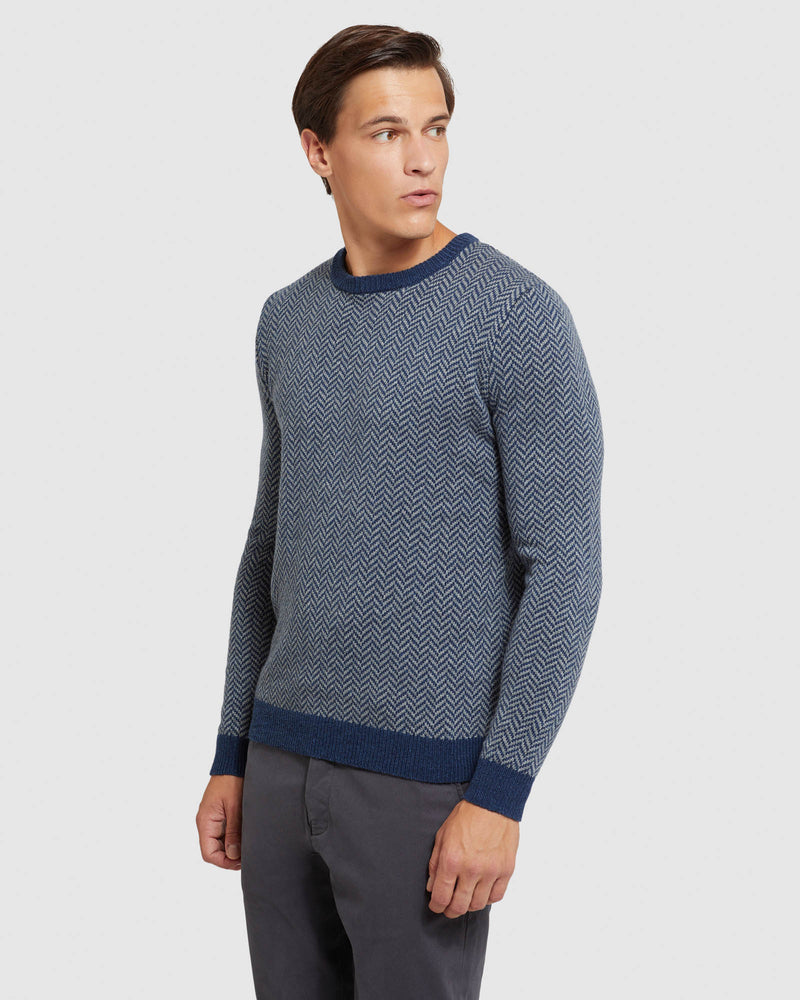 TULLY WOOL BLEND HERRINGBONE KNIT - PREORDER (~23 March, 2022) MENS KNITWEAR