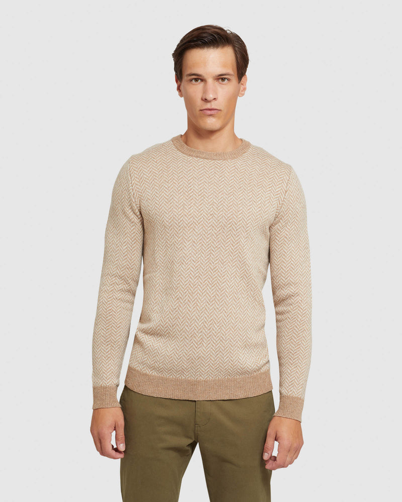 TULLY WOOL BLEND HERRINGBONE KNIT - PREORDER (~23 March, 2022) MENS KNITWEAR