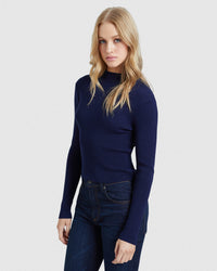 JESSICA LONG SLEEVE RIB CROP KNIT WOMENS KNITWEAR