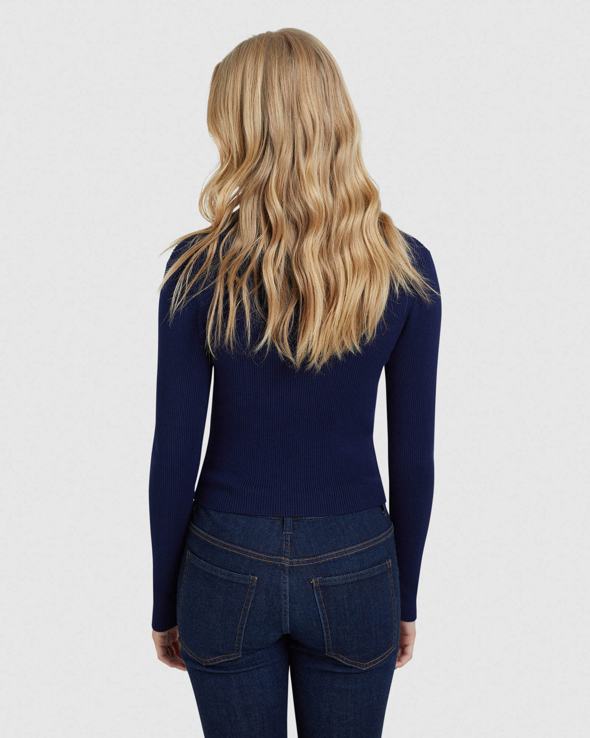 JESSICA LONG SLEEVE RIB CROP KNIT WOMENS KNITWEAR