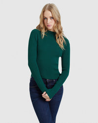 JESSICA LONG SLEEVE RIB CROP KNIT WOMENS KNITWEAR