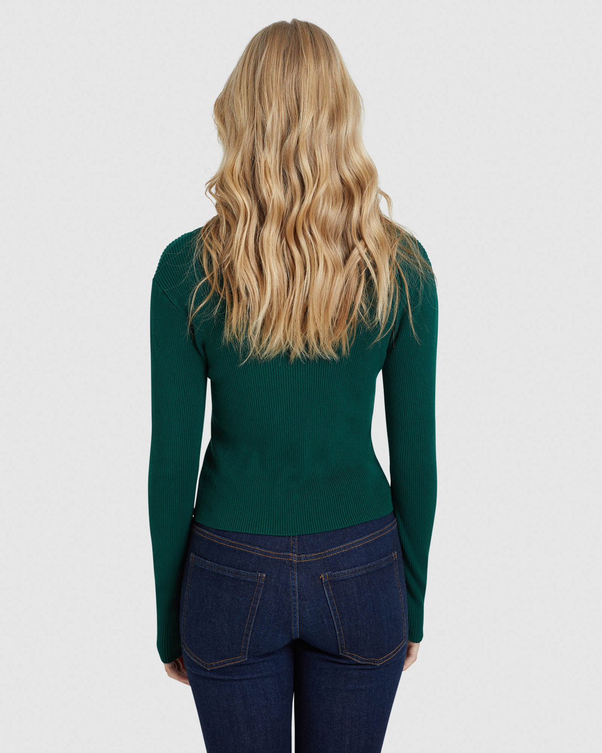 JESSICA LONG SLEEVE RIB CROP KNIT WOMENS KNITWEAR