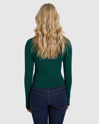 JESSICA LONG SLEEVE RIB CROP KNIT WOMENS KNITWEAR