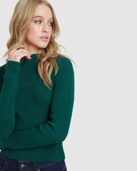 JESSICA LONG SLEEVE RIB CROP KNIT WOMENS KNITWEAR