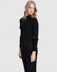 JESSICA LONG SLEEVE RIB CROP KNIT WOMENS KNITWEAR