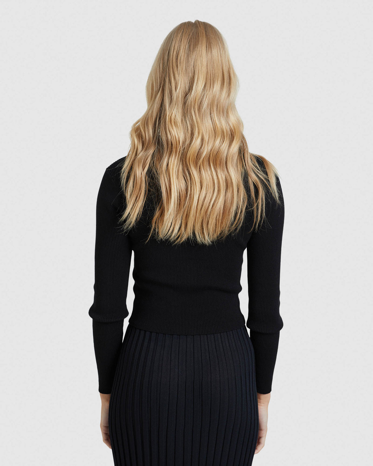 JESSICA LONG SLEEVE RIB CROP KNIT WOMENS KNITWEAR