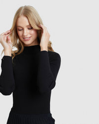 JESSICA LONG SLEEVE RIB CROP KNIT WOMENS KNITWEAR